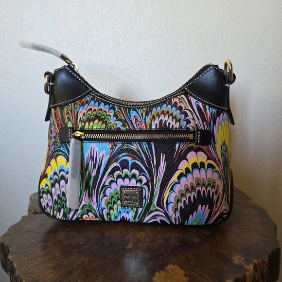 Dooney & Bourke Plumes Small Hobo NWT Rare Italian Coated Canvas - Picture 14 of 16